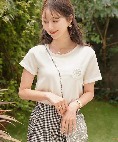 le reve vaniller（ル レーヴ ヴァニレ） tシャツ 半袖 刺繍 ポケット
