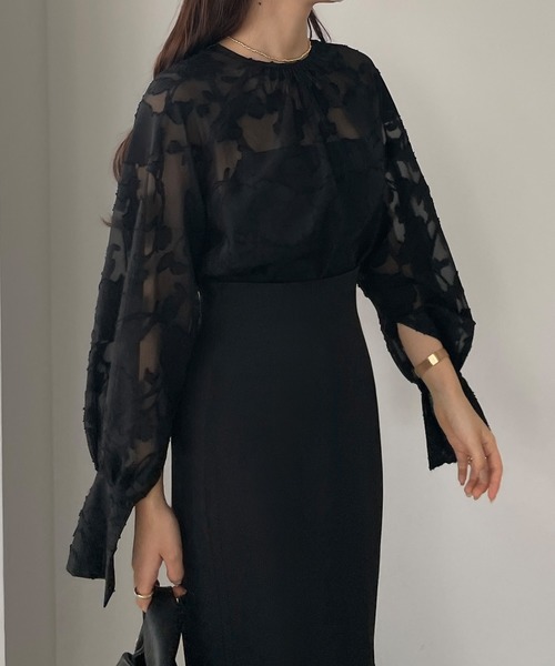 「Louere」 長袖ブラウス LARGE ブラック レディース_画像6