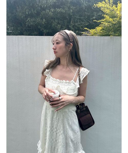 ワンピース パッチワークレースワンピースの画像