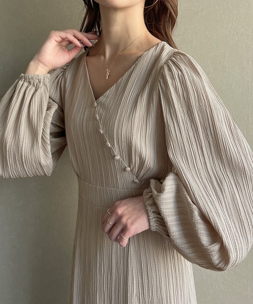 「junoah」 長袖ワンピース LARGE ブルーグレー レディース_画像2