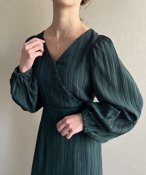 「junoah」 長袖ワンピース LARGE ブルーグレー レディース_画像6