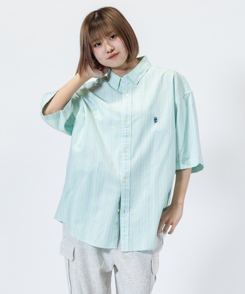 シャツ 「a-r」「Red Cap Girl/レッドキャップガール」オックスワンポイント刺繍”RCGロゴ” BD半袖ビッグシャツ/ルーズシルエットシャ | RED CAP GIRL | 08
