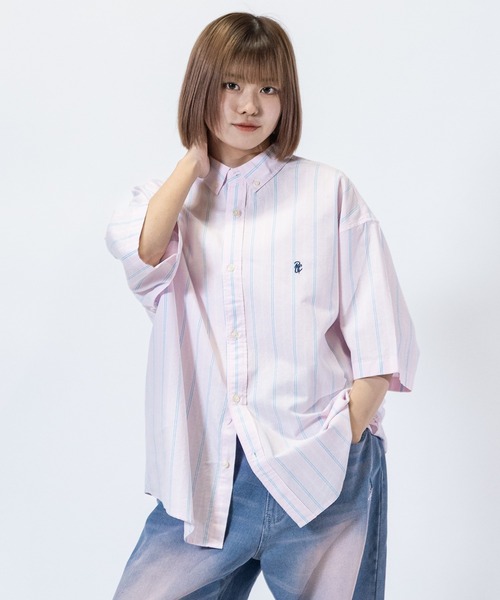 シャツ 「a-r」「Red Cap Girl/レッドキャップガール」オックスワンポイント刺繍”RCGロゴ” BD半袖ビッグシャツ/ルーズシルエットシャ | RED CAP GIRL | 05