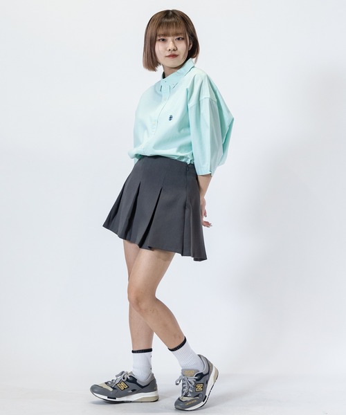 シャツ 「a-r」「Red Cap Girl/レッドキャップガール」オックスワンポイント刺繍”RCGロゴ” BD半袖ビッグシャツ/ルーズシルエットシャ | RED CAP GIRL | 23