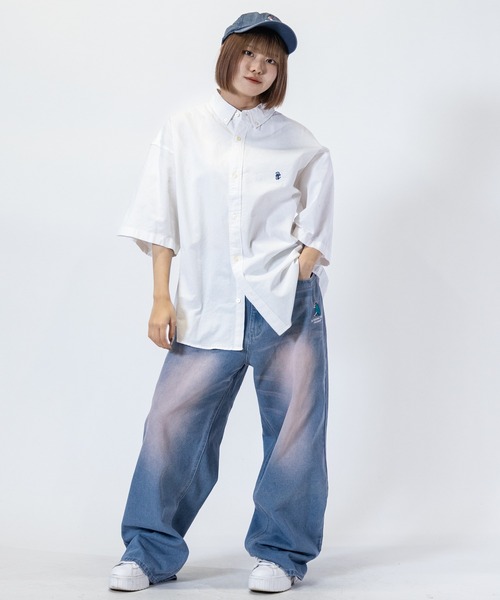 シャツ 「a-r」「Red Cap Girl/レッドキャップガール」オックスワンポイント刺繍”RCGロゴ” BD半袖ビッグシャツ/ルーズシルエットシャ | RED CAP GIRL | 15