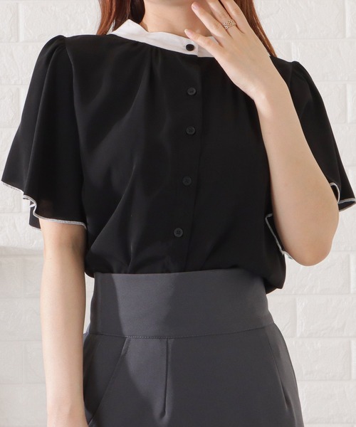 【新品未使用タグ付き】ohga FLEUR ブラウス 半袖 ブラック 新品未使用タグ付き】ohga FLEUR ブラウス 半袖 ブラック - メルカリ