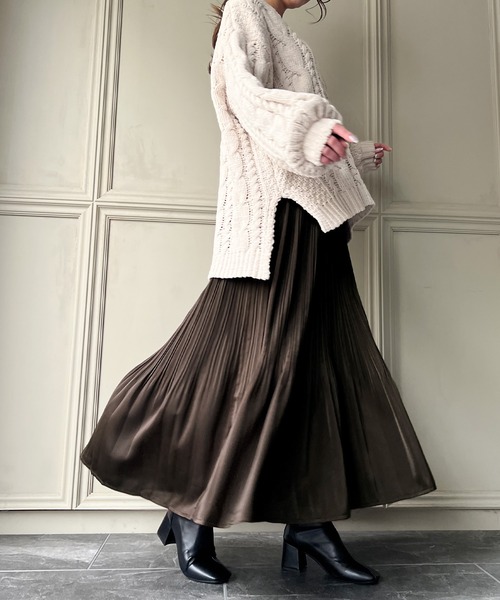 JUNOAH スカート サテンプリーツスカート : ZOZOTOWN Yahoo!店