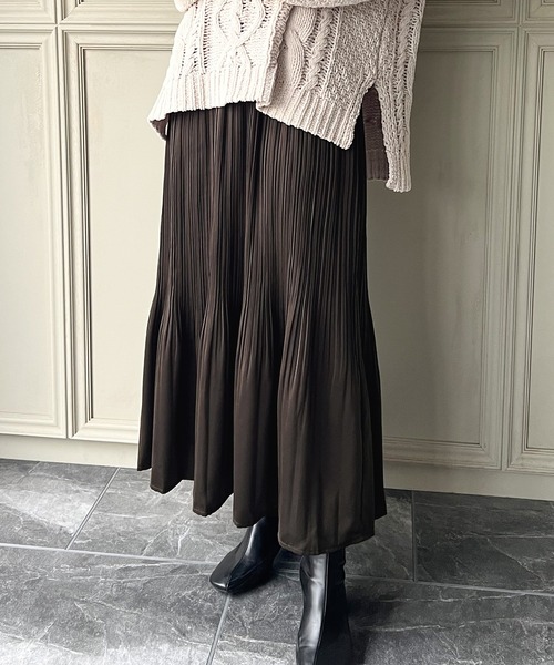 nodress サテン　プリーツ　スカート M MOZ FORESTLABEL サテンプリーツスカート