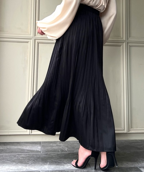 nodress サテン　プリーツ　スカート M JUNOAH スカート サテンプリーツスカート : ZOZOTOWN Yahoo!店
