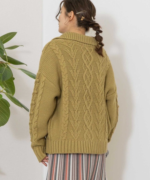 ぽて POU DOU DOU（プードゥドゥ） ニット セーター 襟付きケーブルニット