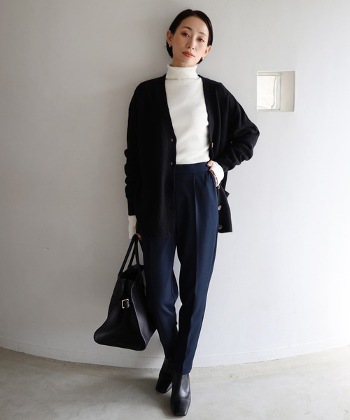 evernavy カーディガン ヘアリーニットカーディガン レディース