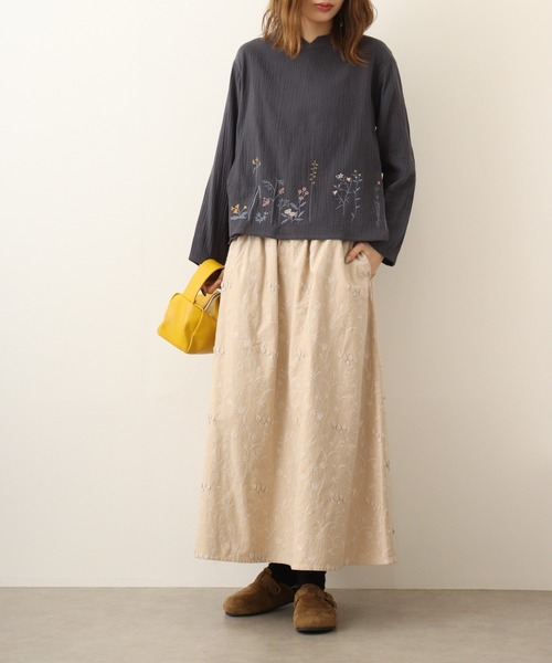 ブラウス シャツ EMAGO 花刺繍ブラウス レディース Emago ブラウス シャツ EMAGO 花刺繍ブラウス レディース