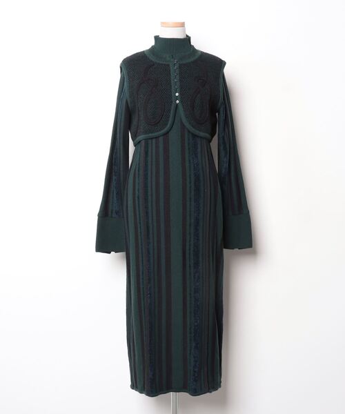 PUBLIC TOKYO」 ニットワンピース FREE グリーン レディース  