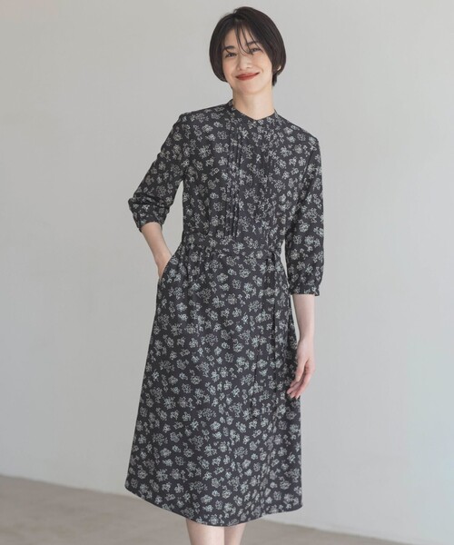 新品タグ付✿  【洗える】ミント系フラワー柄 ワンピース セール】 ガーデンフラワープリントワンピース （ロング・マキシ