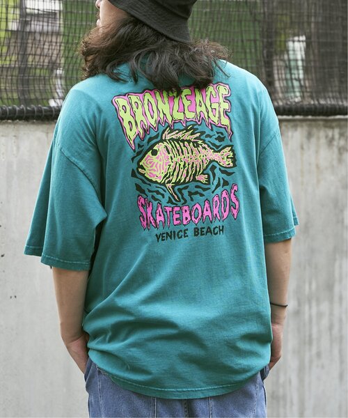 BRONZE AGE ブロンズエイジ Tシャツ Lサイズ ライトブルー　刺繍 BRONZE AGE tシャツ ブロンズ エイジ ピグメントTシャツ メンズ