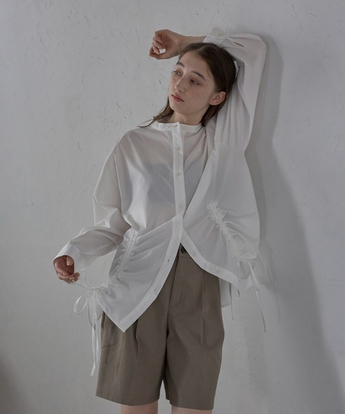 MINERTE ブラウス シャツ 「MINERTE」front ribbon shirt
