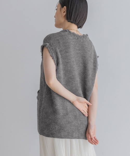 ベスト ジレ アンゴラツィードニットベスト レディース A part by ベスト ジレ アンゴラツィードニットベスト