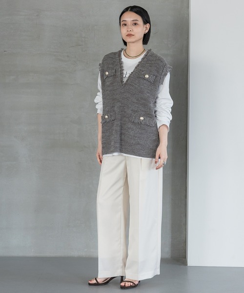 ella chocochip boa jacket ツィードベスト 美品 ella chocochip boa jacket ツィードベスト 美品 - メルカリ