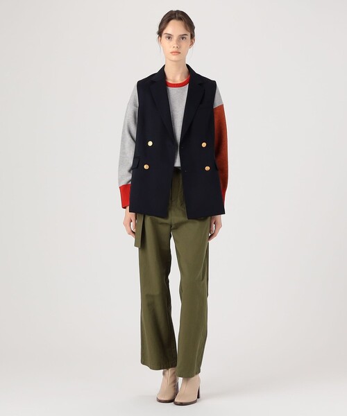 MACPHEE ベスト ジレ ウールギャバジン ダブルブレストジレ