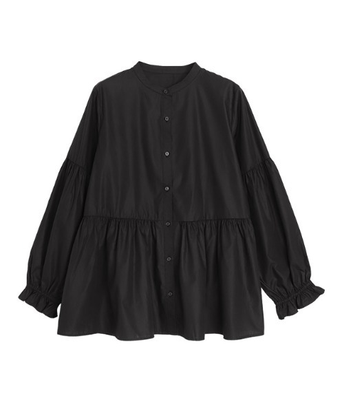 Pierrot ブラウス シャツ ギャザーチュニックブラウス