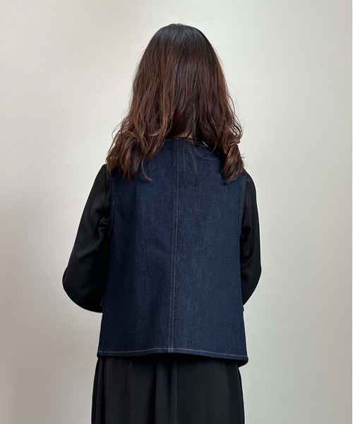 マルチサイズ ベスト ジレ クロップドデニムベスト レディース マルチサイズ ベスト ジレ クロップドデニムベスト レディース