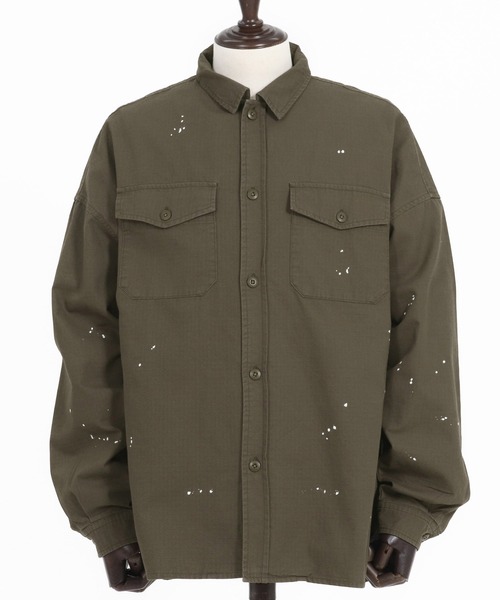 CAMBIO シャツ ms5923-Biowash Ripstop Paint Shirts ミリタリー