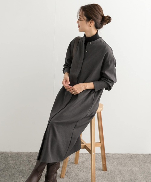 URBAN RESEARCH DOORS ワンピース ウールライクツイルシャツワンピース