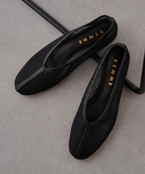 REMME パンプス 「REMME」MESH＆SHEEP LEATHER メッシュフラット