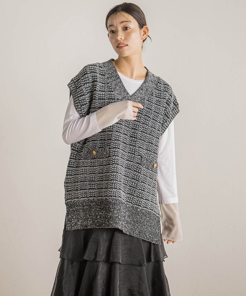 ベスト ジレ JQニットベスト「手洗い可能」 レディース