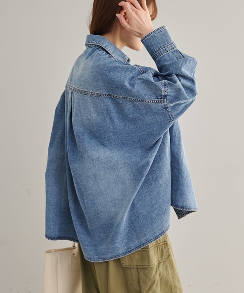 pual ce cin ブラウス シャツ ヴィンテージライクデニムシャツ