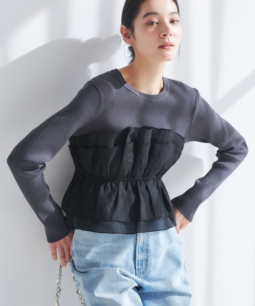 【WEB限定・洗える】　ビスチェライクパターンニットプルオーバー ADAM ET ROPÉ FEMME(アダム エ ロペ ファム) / 【WEB限定