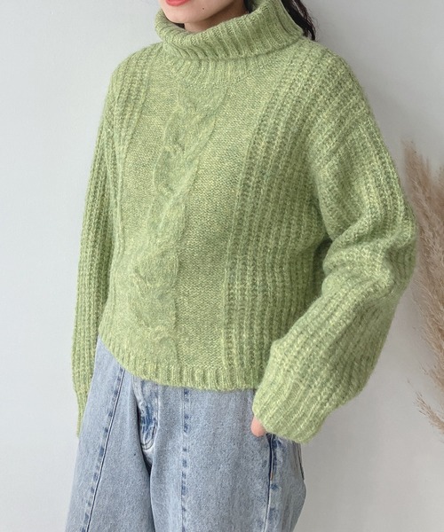 「AS KNOW AS plus」 タートルネックニット FREE ブルー レディース_画像2