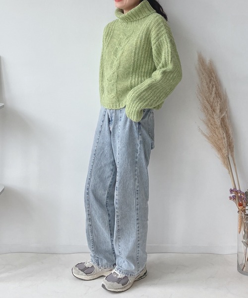 「AS KNOW AS plus」 タートルネックニット FREE ブルー レディース_画像5