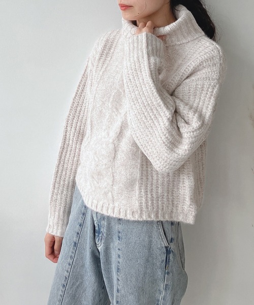 「AS KNOW AS plus」 タートルネックニット FREE ブルー レディース_画像6