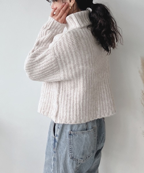 「AS KNOW AS plus」 タートルネックニット FREE ブルー レディース_画像8