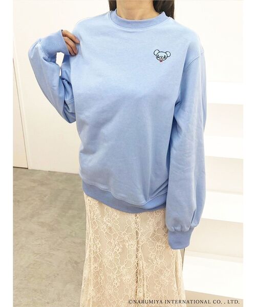 tシャツ 「ポンポネットジュニアコラボ」 ミントくん刺繍オーバースエット レディース