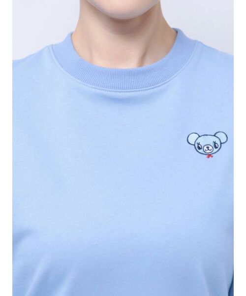 tシャツ 「ポンポネットジュニアコラボ」 ミントくん刺繍オーバースエット レディース ポンポネットジュニアコラボ】 ミントくん刺繍オーバースエット
