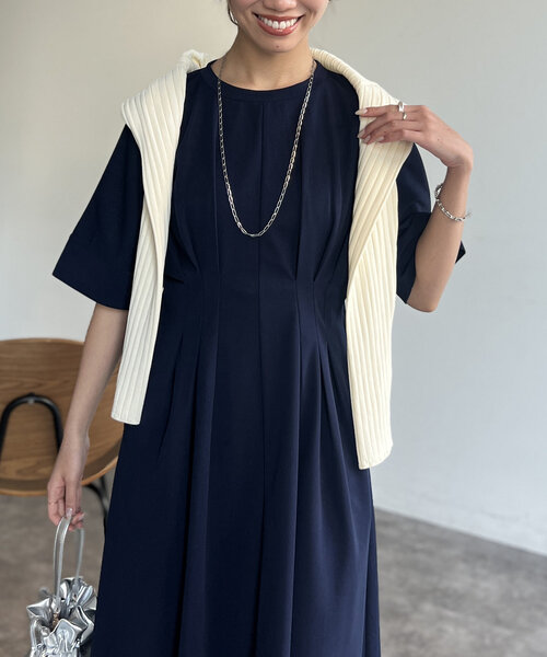 シェリエ　サイドタックワンピース シェリエ sheller サイドタッククラシカルドレスワンピース
