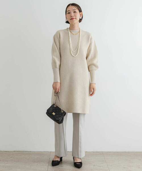 「F by ROSSO」 ニットワンピース 36 グレー レディース_画像6