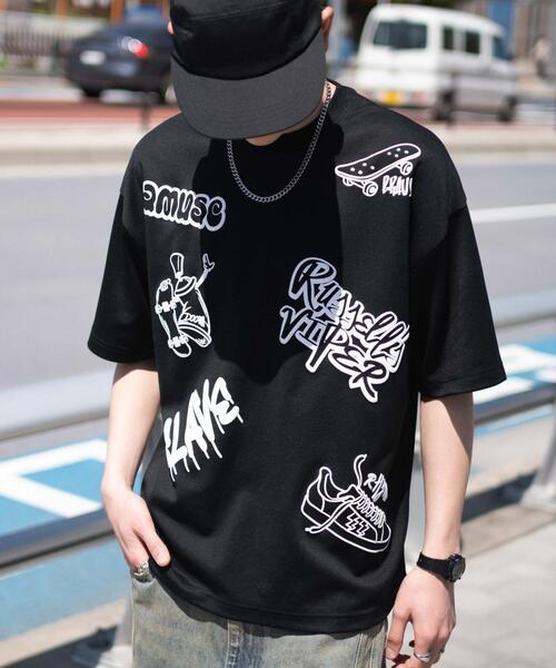 WEGO（ウィゴー） tシャツ WEGO/アクセ付きラフガキグラフィックT