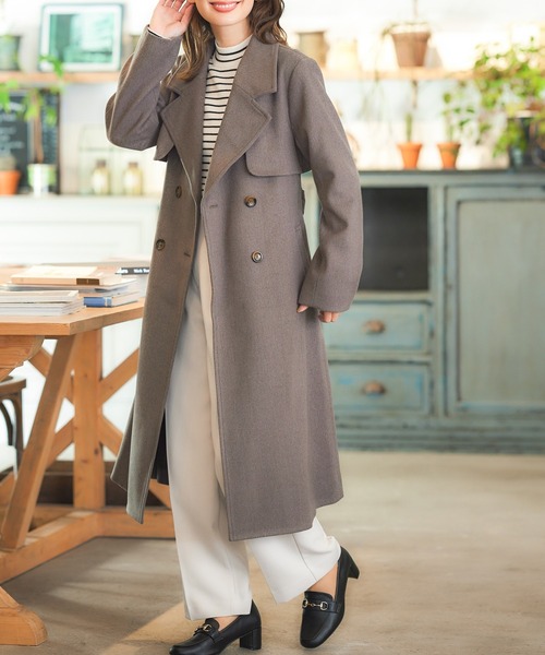 Honeys（ハニーズ） トレンチコート LL ライトグレー レディース