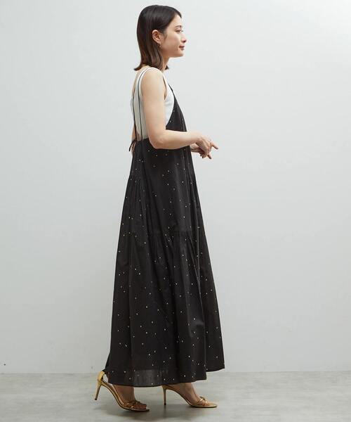 soffitto ワンピース インド綿ドット刺繍キャミティアード
