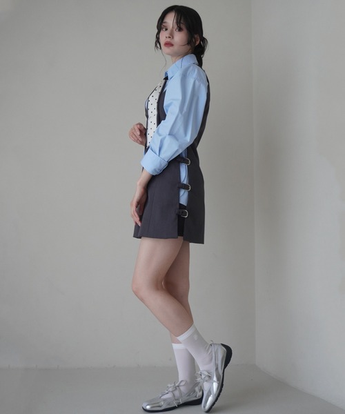 新品 エイミー サイドベルト ワンピース グレー ショートパンツ eimy istoire ワンピース サイドベルトワンピース : ZOZOTOWN
