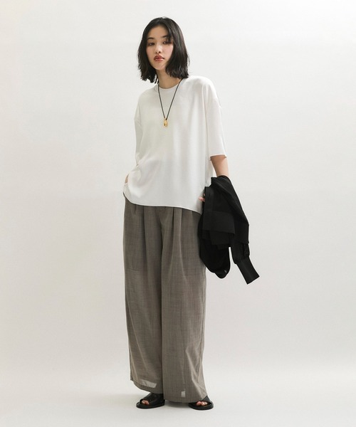 【サステナブル】サテンTブラウス ADAM ET ROPE' ブラウス シャツ 「サステナブル」サテンT