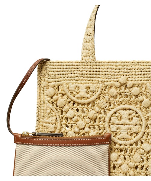 はるちゃん 新品未開封 TORY BURCH ラフィアバッグ TORY BURCH トートバッグ Tモノグラム ラフィア トップハンドル