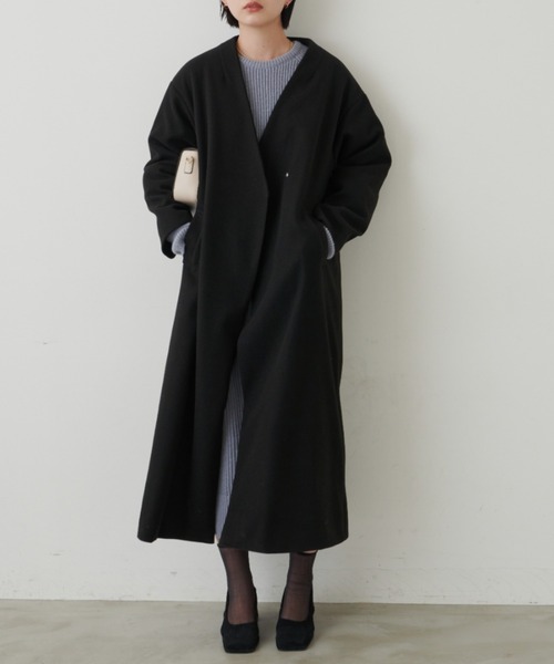 Aunt Marie's（アントマリーズ） ノーカラーコート FREE ブラック