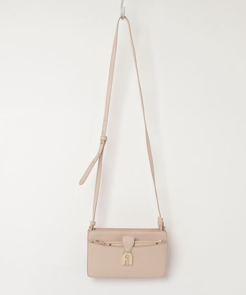 FURLA ベージュ レザー ショルダーバッグ 美品】FURLA ベージュ レザー ショルダーバッグ