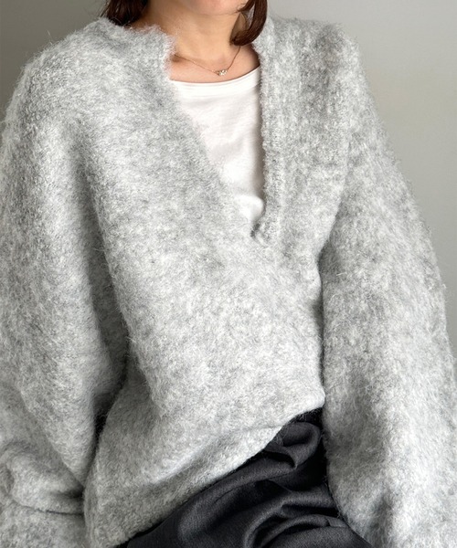 取引中極美品✨ ルル ウィルビー Vネック シャギー ニット 長袖 セーター M RANAN（ラナン） ニット セーター ディープVネックシャギーニット