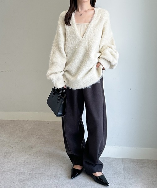 RANAN（ラナン） ニット セーター ディープVネックシャギーニット