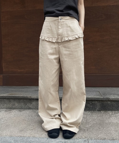 UNE MANSION（ユヌマンション） パンツ コットン100％フロントフリル